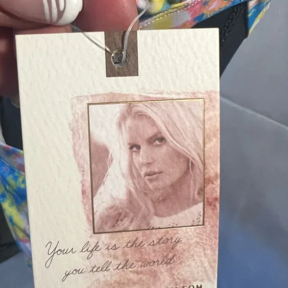 Jessica Simpsons Tie Dye Bikini Set. White, Pink Blue and Yellow. NWT. Size M - Picture 9 of 10